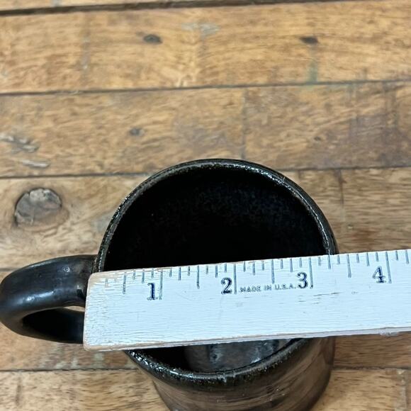 Studio Art Pottery Mug 4" Tall Stoneware Blue Brown Ombre Speckled - Picture 6 of 8